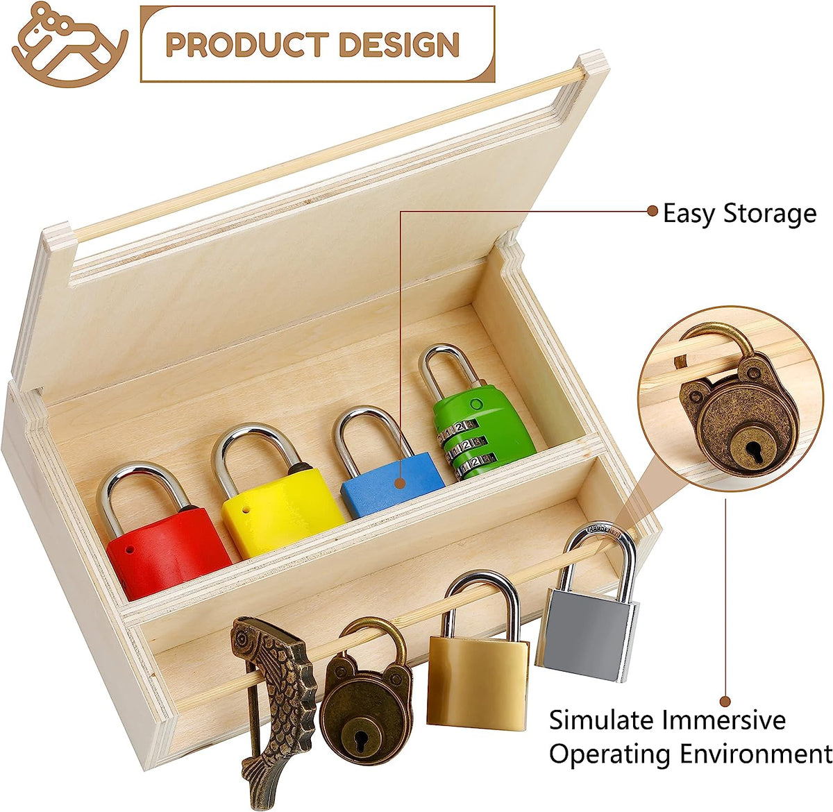 Store Lock and Latches Montessori Kindergarten or Home Use Toy Learning Box