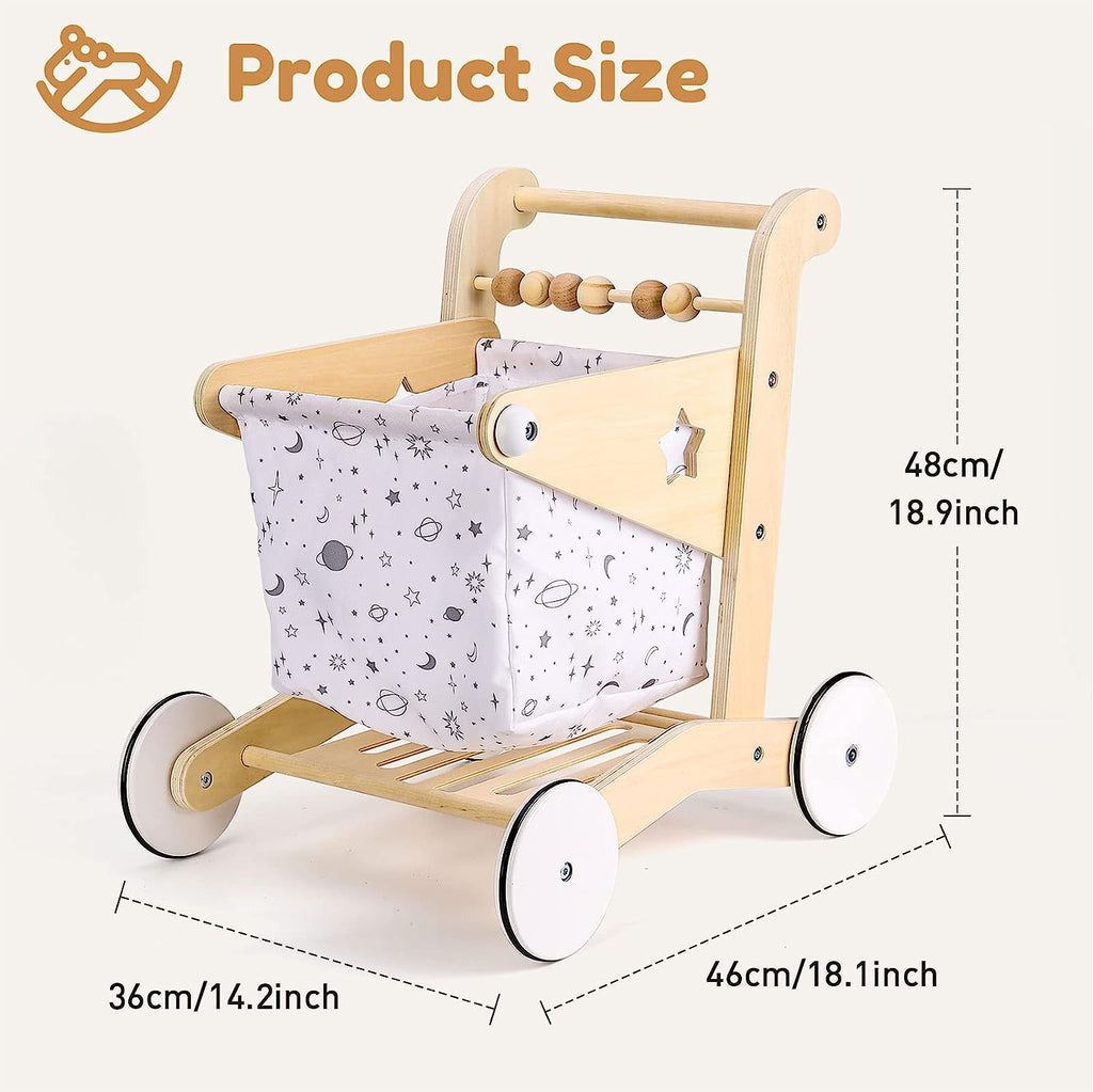wooden baby stroller Woodtoe Wooden Baby Walker Doll Stroller