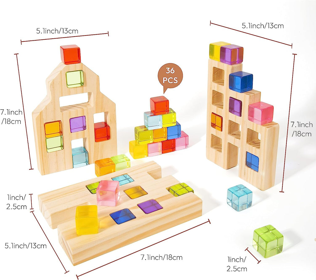 Wood Building Blocks Set-STEM Building Educational Toy Set for hot Kids