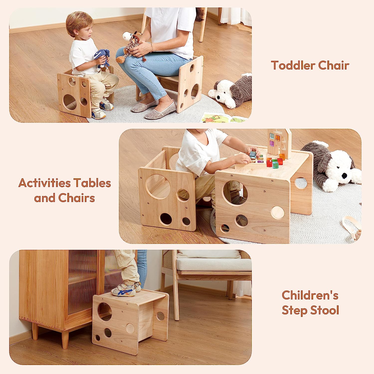 Cube Chair Set Woodtoe Montessori Weaning Table and Chair Set, Toddler Table and Chai