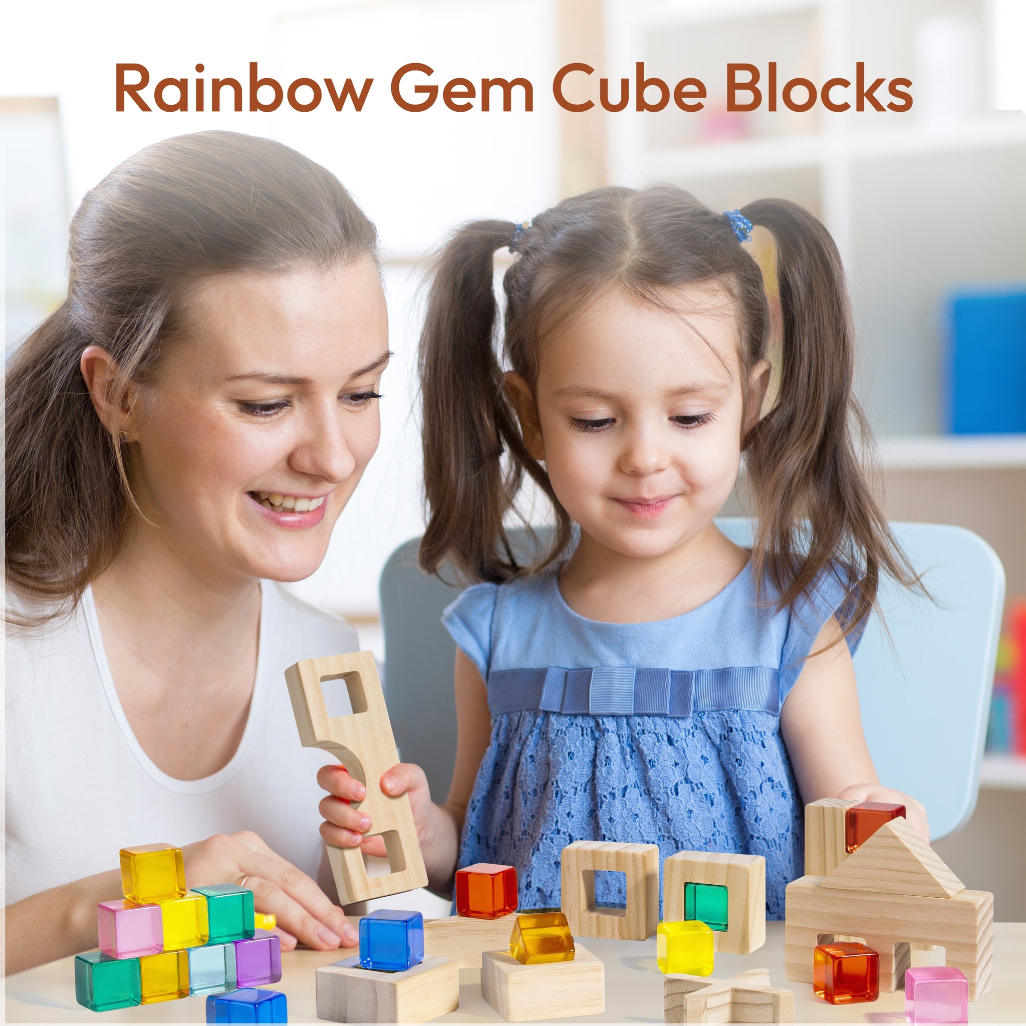 Woodtoe Wooden Rainbow Building Blocks Set for Kids | 22 PCS Wooden Bl