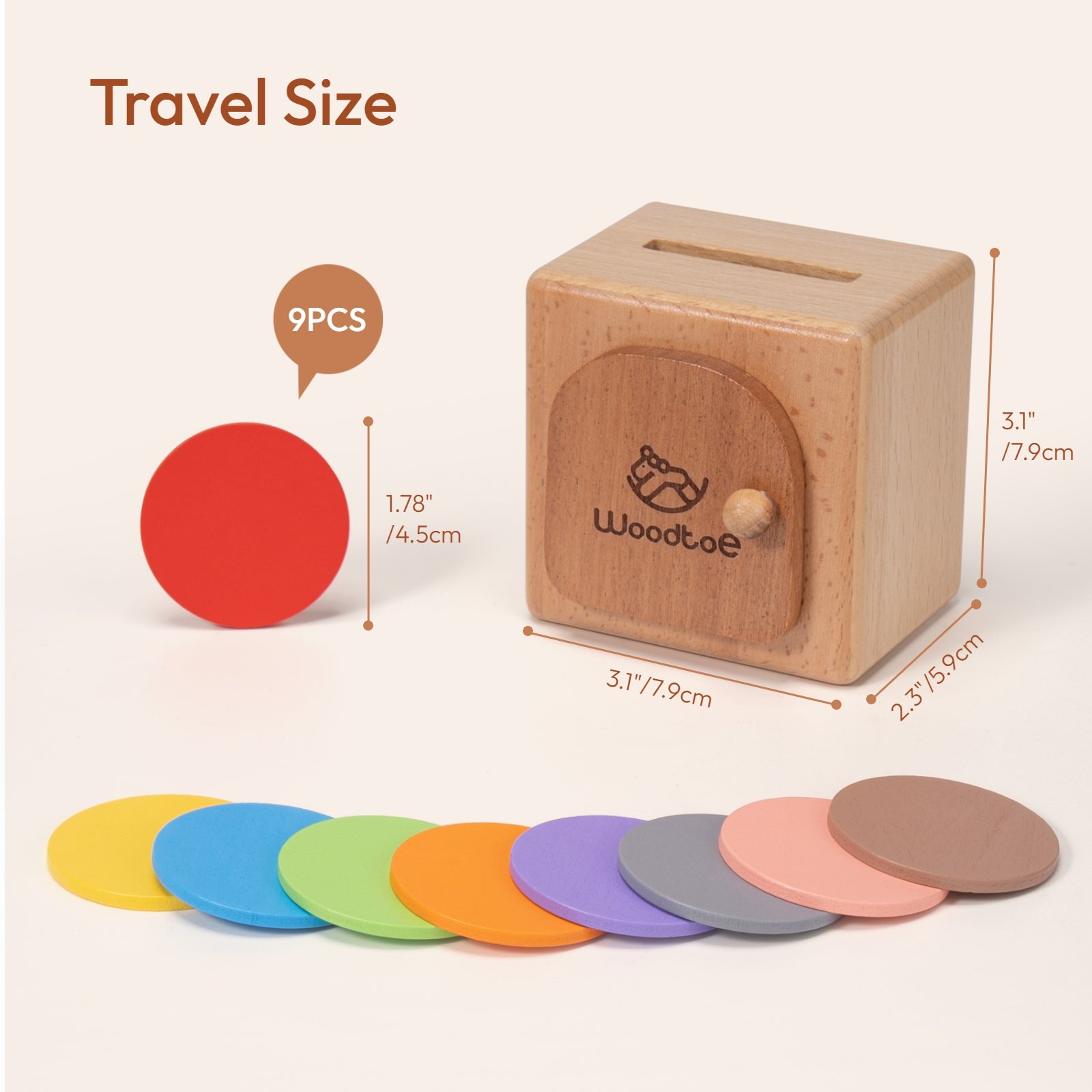 Woodtoe Montessori Coin Box for Kids, Montessori Toys for 1 Year Old,