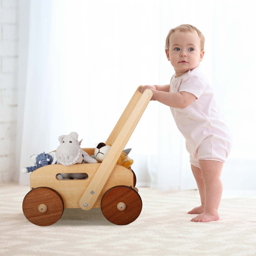 Woodtoe Wooden Baby Walker Adjustable Speed Push Toys for Babies Lear