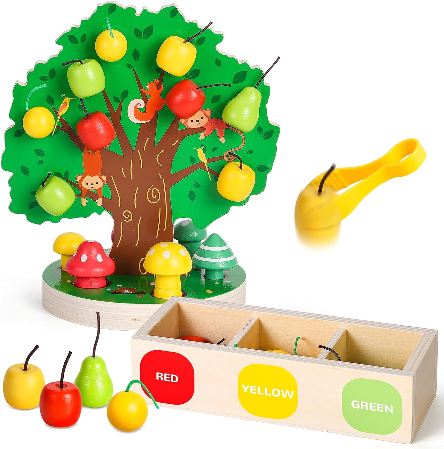 Woodtoe Toddler Fine Motor Skill Toy Apple Picking Magnetic Fruit Tr